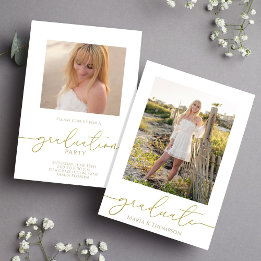 Elegante gouden afstudeeraankondiging met foto aankondiging