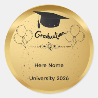 Elegante Gouden Afstudeerklas van 2026 Aangepaste Ronde Sticker