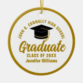 Elegante gouden Afstuderen foto Afstuderen kerst Keramisch Ornament (Voorkant)