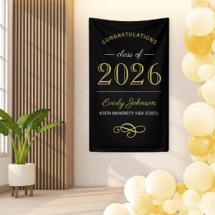 Elegante Gouden Afstuderen Klas van 2026 Spandoek