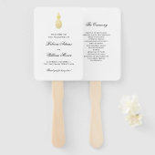 Elegante gouden ananas bruiloft handwaaier (Voorkant en achterkant)