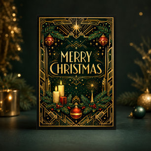 Elegante Gouden Art Deco Prettig Kerstfeest  Feestdagen Kaart