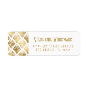 Elegante Gouden Art Deco Waaiers Wit Retouradres Etiket