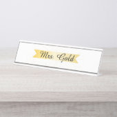 Elegante gouden banner bureaunameplate bureau naambordje (Voorkant)