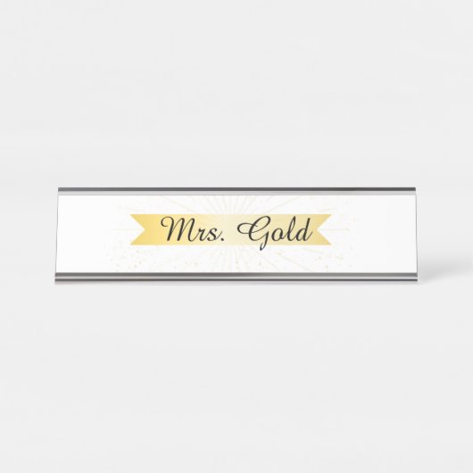 Elegante gouden banner bureaunameplate bureau naambordje (Voorkant)