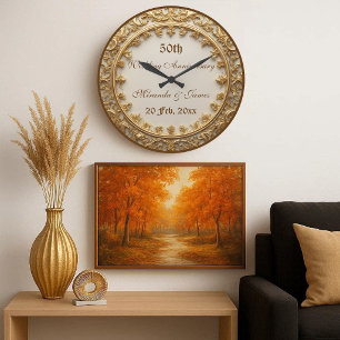 Elegante Gouden Barok Motief 50 Huwelijksjubileum Grote Klok