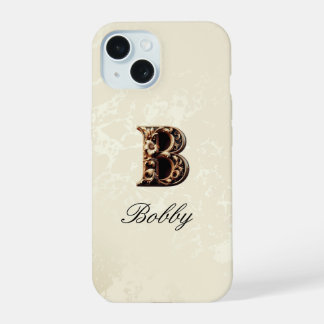 Elegante gouden barokke monogram telefoonhoes iPhone 15 hoesje