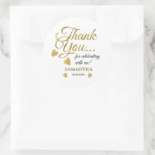 Elegante Gouden Bedankt Typografie Feest Favor Ronde Sticker (Tas)