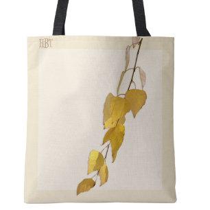 Elegante Gouden Berkenblad Monogram Kerstcadeau Draagtas