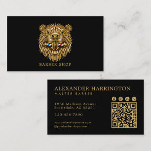Elegante Gouden Bever Kapperszaak Qr Code Visitekaartje