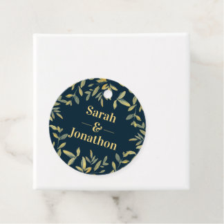 Elegante gouden bladeren bruiloft gunst labels