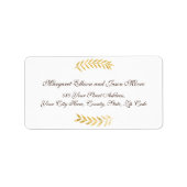 Elegante gouden bladeren en donkerbruin adres etiket (Voorkant)