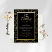 Elegante gouden bladeren zwart folie uitnodiging
