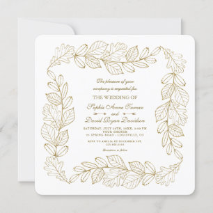 Elegante gouden bladermotief trouwfoto frame kaart