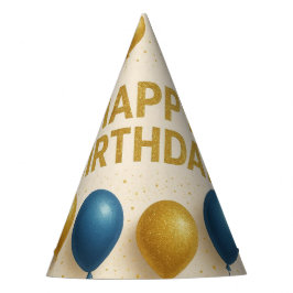 ​Elegante Gouden & Blauwe Glitter Ballonnen Verjaa Feesthoedjes