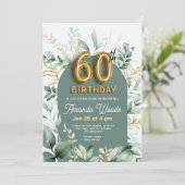 Elegante gouden bloem 60e verjaardag kaart (Staand voorkant)