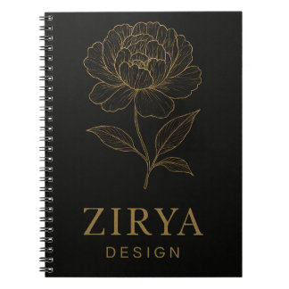 Elegante Gouden Bloem Notitieboek van Zirya Design