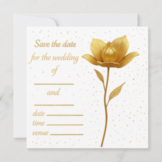 Elegante Gouden Bloem Plat Save The Date Kaart