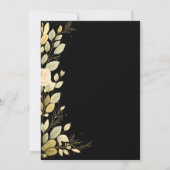 Elegante gouden bloem zwarte baby shower uitnodigi kaart (Achterkant)