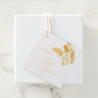 Elegante Gouden Bloemcompositie Folie Cadeaubijslu Bedankjes Labels