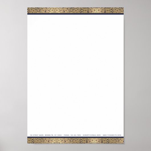 Elegante Gouden Bloemen A4 Letterhead Download Poster (Voorkant)