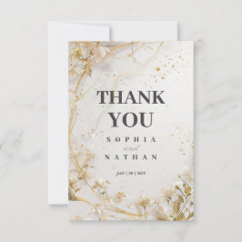Elegante gouden bloemen bedankkaart