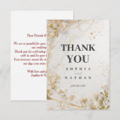 Elegante gouden bloemen bedankkaart (Voorkant / Achterkant)