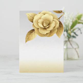 Elegante gouden bloemen bruiloftsinvitation kaart
