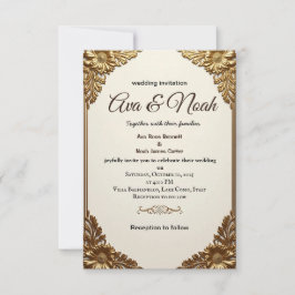 Elegante gouden bloemen Lijst huwelijksuitnodiging Kaart