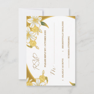 Elegante Gouden Bloemen RSVP Kaart – Luxe Trouw &