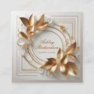 Elegante gouden bloemen visitekaartje