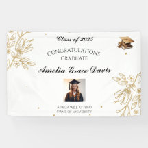 Elegante gouden bloemenbanner voor Afstuderen