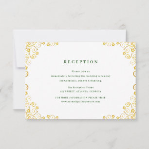 Elegante gouden bloemenbruiloft ontvangstkaart RSVP kaartje
