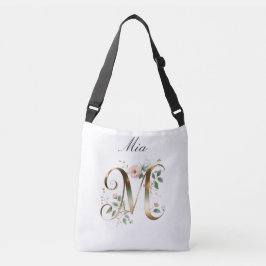Elegante gouden bloemletter M schoudertas Crossbody Tas