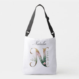 Elegante Gouden Bloemletter N Schoudertas Crossbody Tas