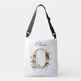 Elegante Gouden Bloemletter O Schoudertas Crossbody Tas