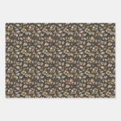 Elegante gouden bloemmotieven met ingewikkelde bla inpakpapier vel (Voorkant)