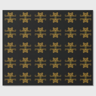 Elegante Gouden Bloemornament Barokstijl Cadeaupapier