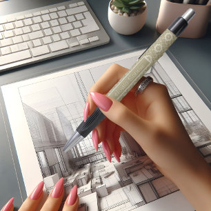 Elegante Gouden Bloemrijke Sierlijke Vintage Pen