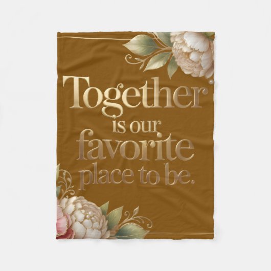 Elegante Gouden Bloemtypografie Fleece Deken (Voorkant)