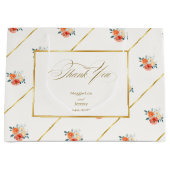 Elegante gouden blos bloemenbruiloft bedankt groot cadeauzakje (Voorkant)