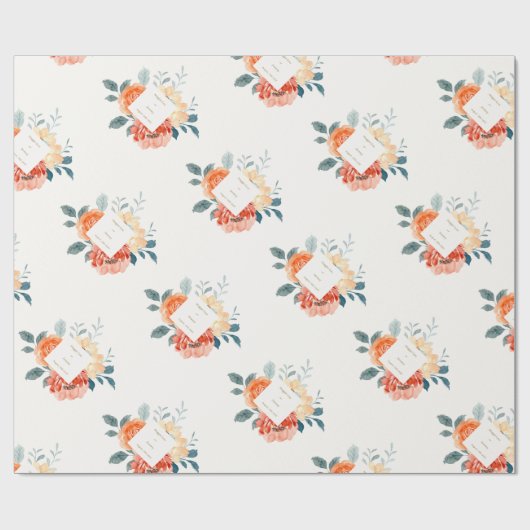 Elegante gouden blos bloemenscript bruiloft cadeaupapier (Vlak)