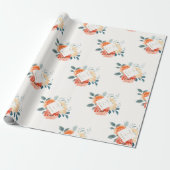 Elegante gouden blos bloemenscript bruiloft cadeaupapier (Uitgerold)