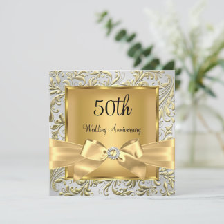 Elegante Gouden Boog Bloemige Swirl 50ste Verjaard Kaart