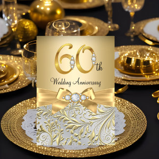 Elegante Gouden Boog Diamant 60ste Verjaardag Kaart