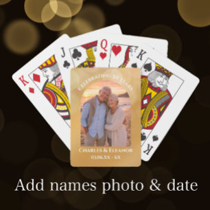 Elegante Gouden Boog Foto 50-jarig jubileumcadeau Pokerkaarten