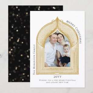 Elegante Gouden Boog Fotokaart Feestdagenkaart