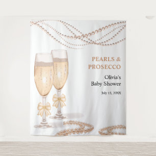 Elegante Gouden Boog Parels en Prosecco Bruidsfees Wandkleed