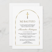 Elegante gouden boog uitnodiging voor de doop (Voorkant / Achterkant)