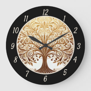Elegante Gouden Boom des Levens Spirituele Zen Yog Grote Klok